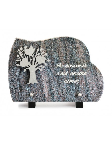 PLAQUE GRANIT NUAGE 17X25CM DECOR INOX +TEXTE ARGENT