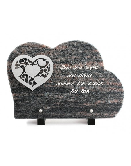 PLAQUE GRANIT NUAGE 20X30CM DECOR INOX +TEXTE ARGENT