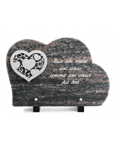 PLAQUE GRANIT NUAGE 20X30CM DECOR INOX +TEXTE ARGENT