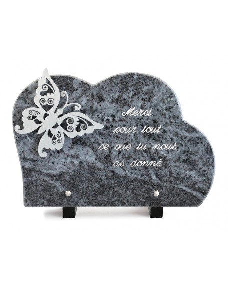 PLAQUE GRANIT NUAGE 20X30CM DECOR INOX +TEXTE ARGENT