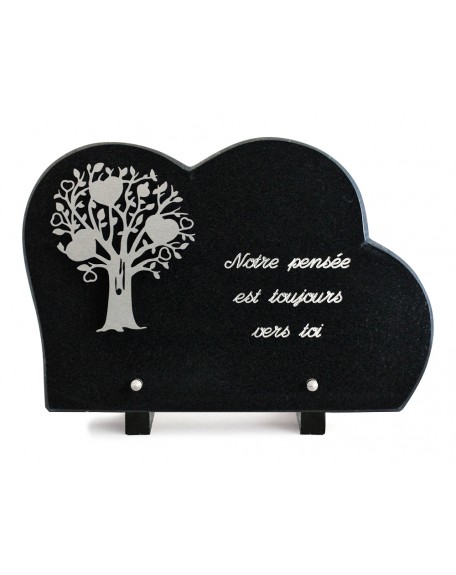 PLAQUE GRANIT NUAGE 20X30CM DECOR INOX +TEXTE ARGENT