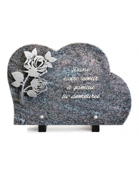 PLAQUE GRANIT NUAGE 20X30CM DECOR INOX +TEXTE ARGENT