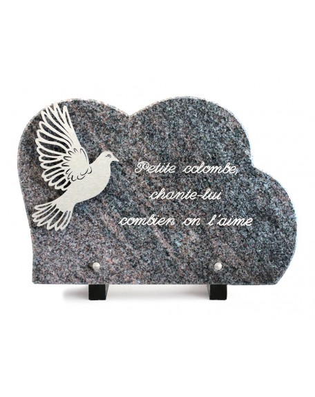 PLAQUE GRANIT NUAGE 20X30CM DECOR INOX +TEXTE ARGENT