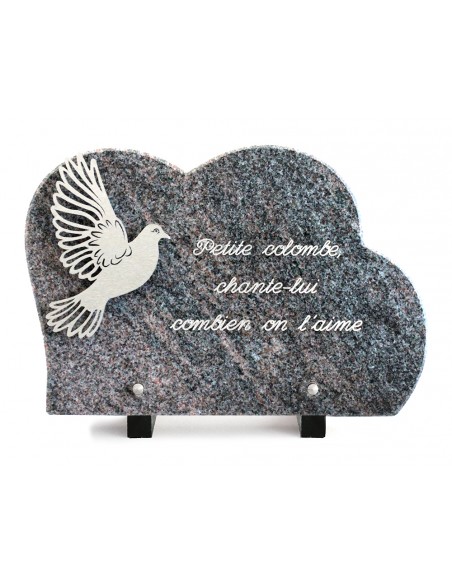 PLAQUE GRANIT NUAGE 20X30CM DECOR INOX +TEXTE ARGENT