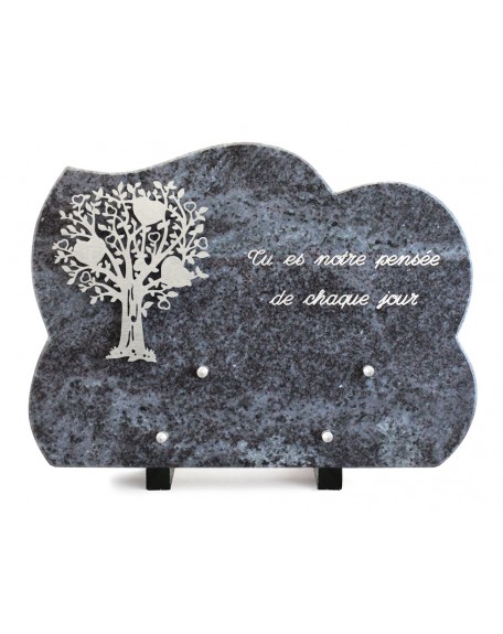 PLAQUE GRANIT NUAGE 25X35CM DECOR INOX +TEXTE ARGENT