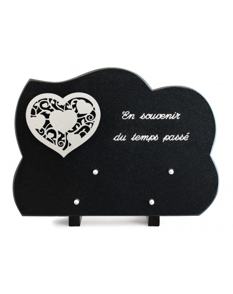 PLAQUE GRANIT NUAGE 25X35CM DECOR INOX +TEXTE ARGENT