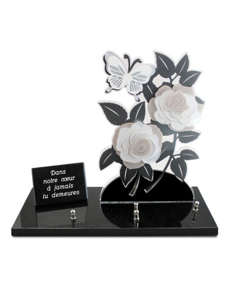 PLAQUE ALTU 32X40CM ROSES GRIS & BLOC TEXTE GRAVE