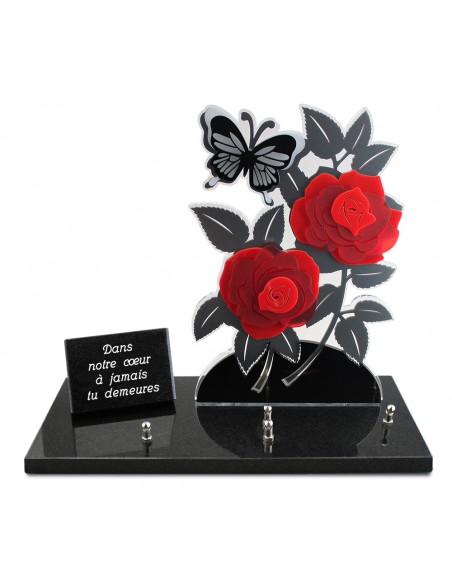 PLAQUE ALTU 32X40CM ROSES ROUGE & BLOC TEXTE GRAVE