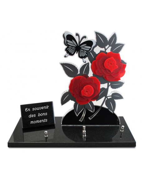 PLAQUE ALTU 32X40CM ROSES ROUGE & BLOC TEXTE GRAVE