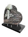 PLAQUE GRANIT COEUR 26X26CM SOLIFLORE INOX +TEXTE ARGENT