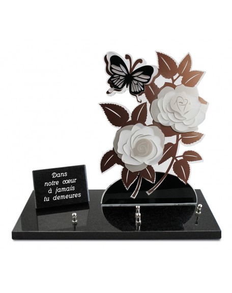 PLAQUE ALTU 32X40CM ROSES MARRON & BLOC TEXTE GRAVE