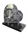 PLAQUE GRANIT COEUR 26X26CM SOLIFLORE INOX +TEXTE ARGENT