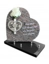 PLAQUE GRANIT COEUR 26X26CM SOLIFLORE INOX +TEXTE ARGENT