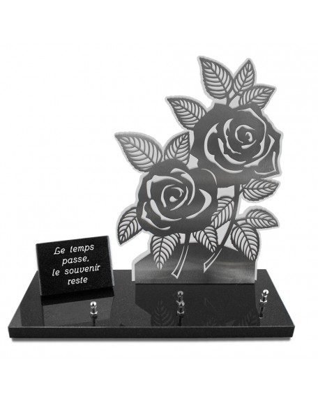 PLAQUE ALTU ROSES 37X40CM + BLOC TEXTE GRAVE