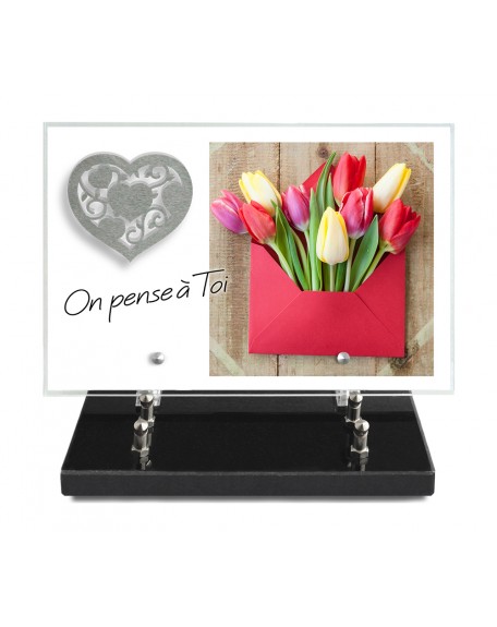 PLAQUE IMPRIMEE 20X30 + MOTIF INOX COEUR