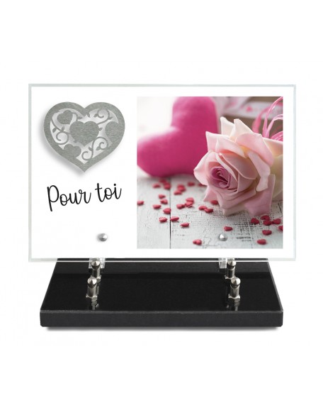 PLAQUE IMPRIMEE 20X30 + MOTIF INOX COEUR