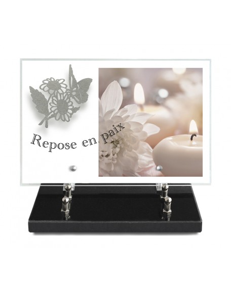 PLAQUE IMPRIMEE 20X30 + MOTIF INOX MARGUERITE