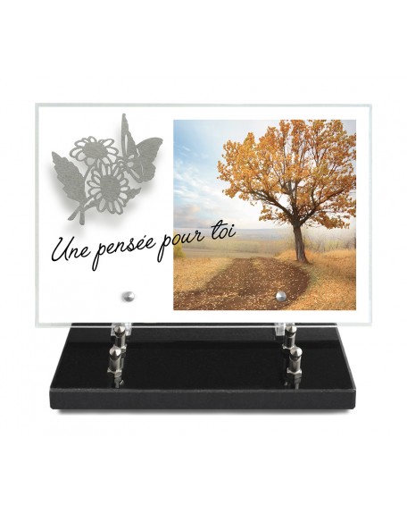 PLAQUE IMPRIMEE 20X30 + MOTIF INOX MARGUERITE