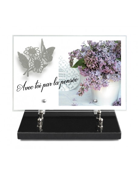 PLAQUE IMPRIMEE 20X30 + MOTIF INOX MARGUERITE