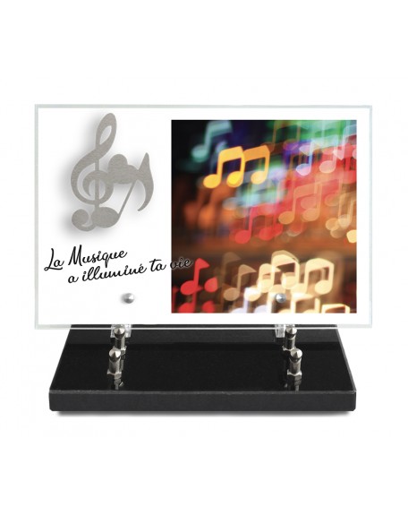 PLAQUE IMPRIMEE 20X30 + MOTIF INOX NOTE MUSIQUE