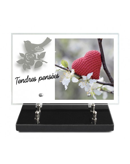 PLAQUE IMPRIMEE 20X30 + MOTIF INOX OISEAU