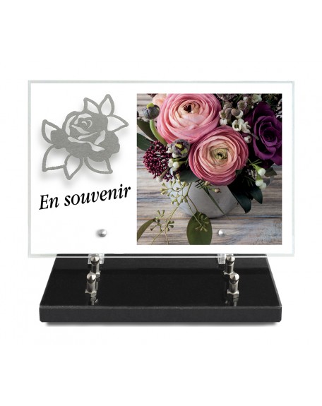 PLAQUE IMPRIMEE 20X30 + MOTIF INOX ROSE