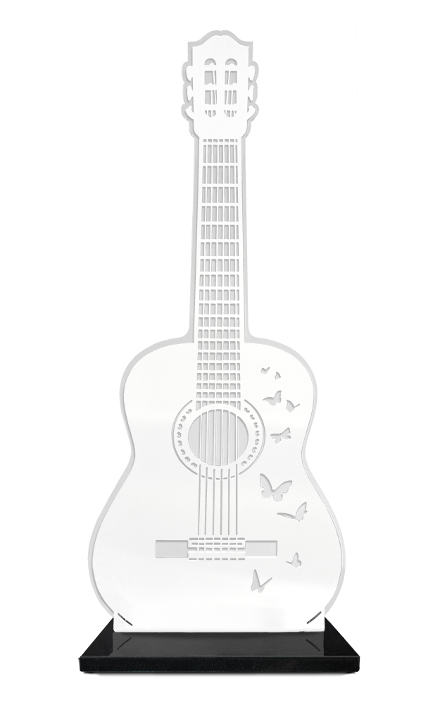 Plaque funéraire guitare en inox blanc Sardeco