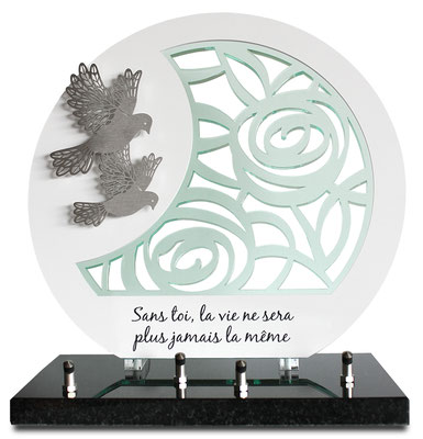 Plaques en Altuglas® avec décor oiseau inox blanc