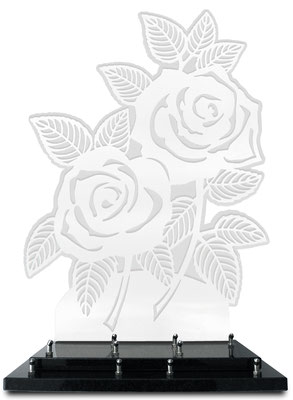 Plaque en Altuglas® découpé roses blanches
