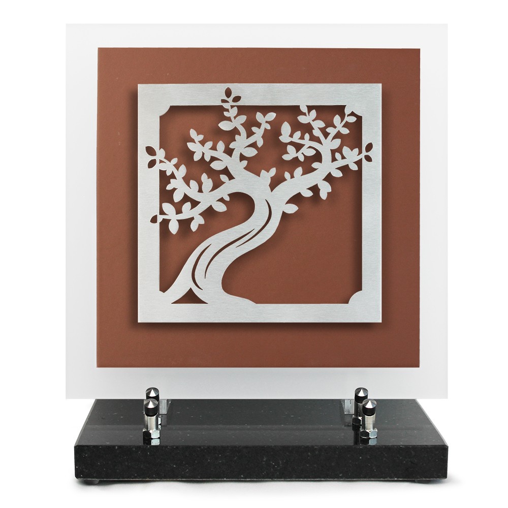 PLAQUE EN GRES CERAME + MOTIF INOX 24X24CM